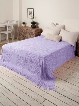 Покрывало махровое Узелочки (Knots) с бахромой Сафия Хоум, фиолетовый (арт.5121)