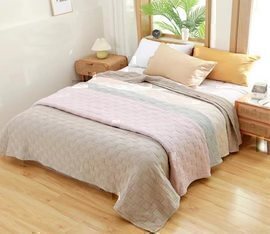 Покрывало хлопковое 46..155 7Я, 4610155, серо-розовый