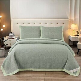 Покрывало муслиновое с наволочками 50*70-2шт Ретро-Уют, KLCG-022, зеленый