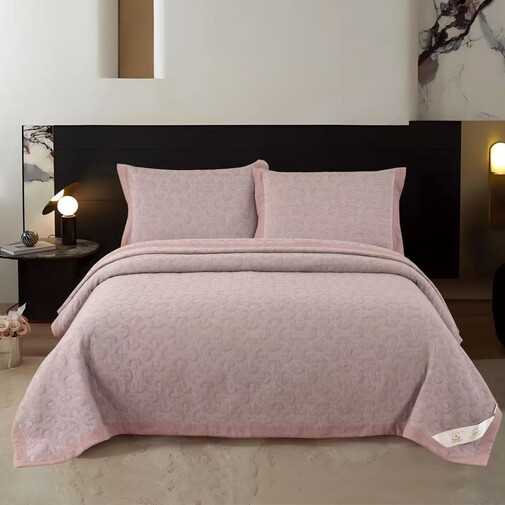 Покрывало муслиновое с наволочками 50*70-2шт Ретро-Уют, KLCG-016, розовый