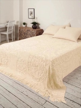 Покрывало махровое Узелочки (Knots) с бахромой Сафия Хоум, кремовый (арт.5121)