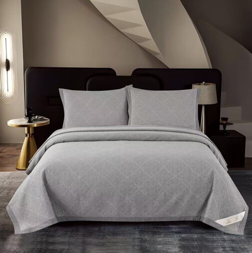 Покрывало муслиновое с наволочками 50*70-2шт Ретро-Уют, KLCG-017, светло-серый