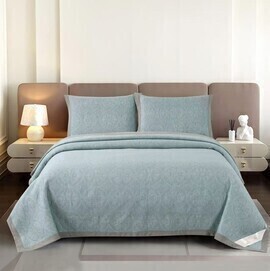 Покрывало муслиновое с наволочками 50*70-2шт Ретро-Уют, KLCG-018, голубой