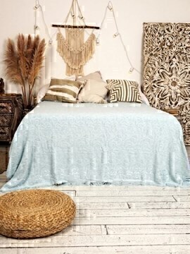 Покрывало махровое Камелия с бахромой Сафия Хоум, 13-4804, голубой (арт.5300)