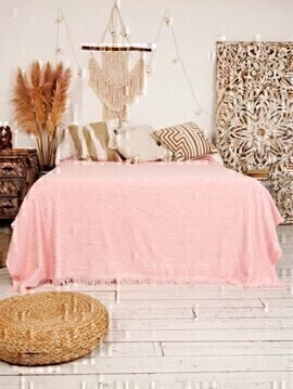 Покрывало махровое Камелия с бахромой Сафия Хоум, 13-2005, розовый (арт.5300)