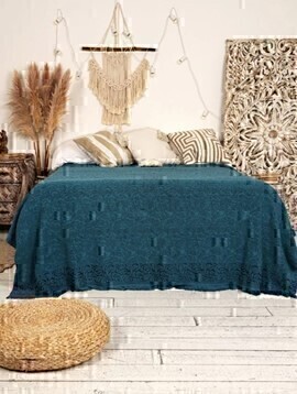 Покрывало махровое Камелия с бахромой Сафия Хоум, 3214, темно-зеленый (арт.5300)