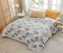 Покрывало хлопковое 46..273 7Я, 4610273, серо-бежевый