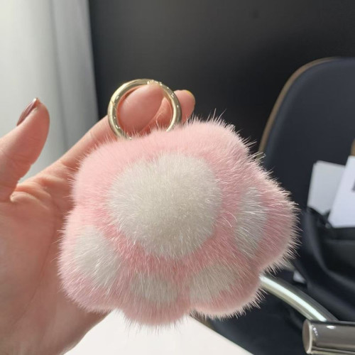 Брелок меховой Кошачья лапка L-1 PINK