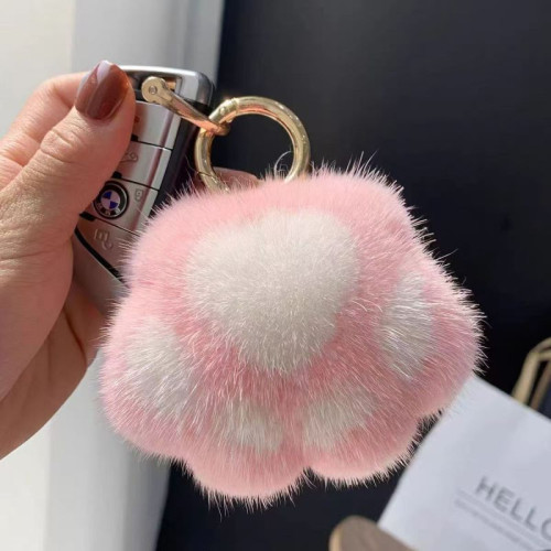 Брелок меховой Кошачья лапка L-1 PINK