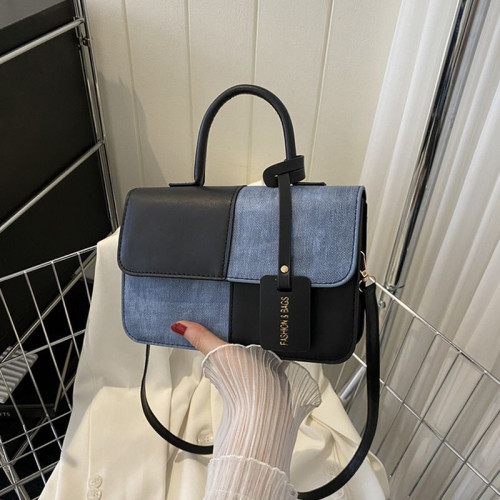 Женская кожаная сумка 4114 BLACK BLUE