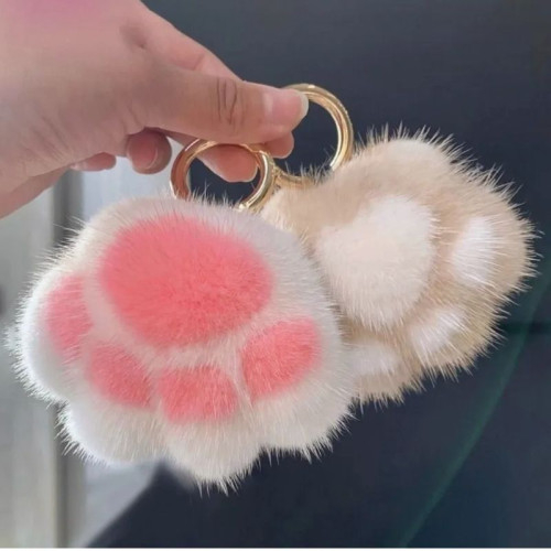 Брелок меховой Кошачья лапка L-1 PINK