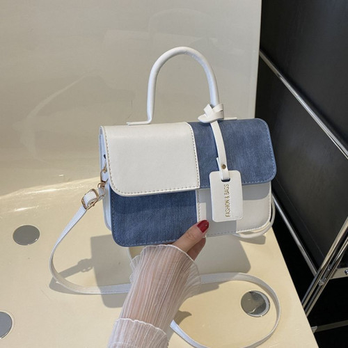 Женская кожаная сумка 4114 WHITE BLUE