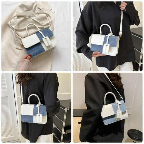 Женская кожаная сумка 4114 WHITE BLUE