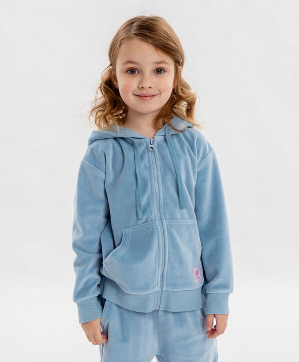 1400 р. 1750 р. Худи с капюшоном на молнии голубое для девочки Button Blue