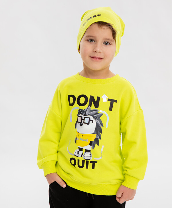 1400 р.  1750 р.  Свитшот оверсайз с принтом салатовый для мальчика Button Blue