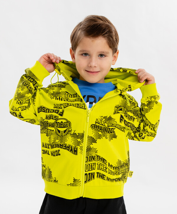 1520 р.  1900 р.  Худи оверсайз с принтом на молнии салатовое для мальчика Button Blue