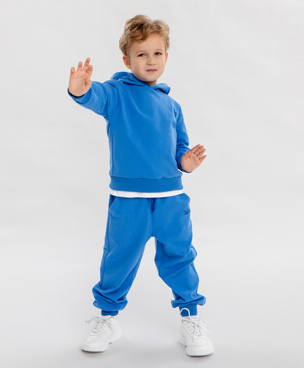 912 р. 1139 р. Джоггеры базовые с поясом на резинке синие детские Button Blue