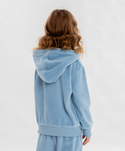 1400 р.  1750 р.  Худи с капюшоном на молнии голубое для девочки Button Blue