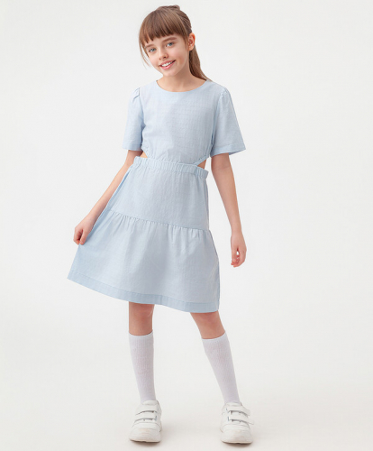 1360 р.  1700 р.  Платье джинсовое с боковыми вырезами голубое Button Blue