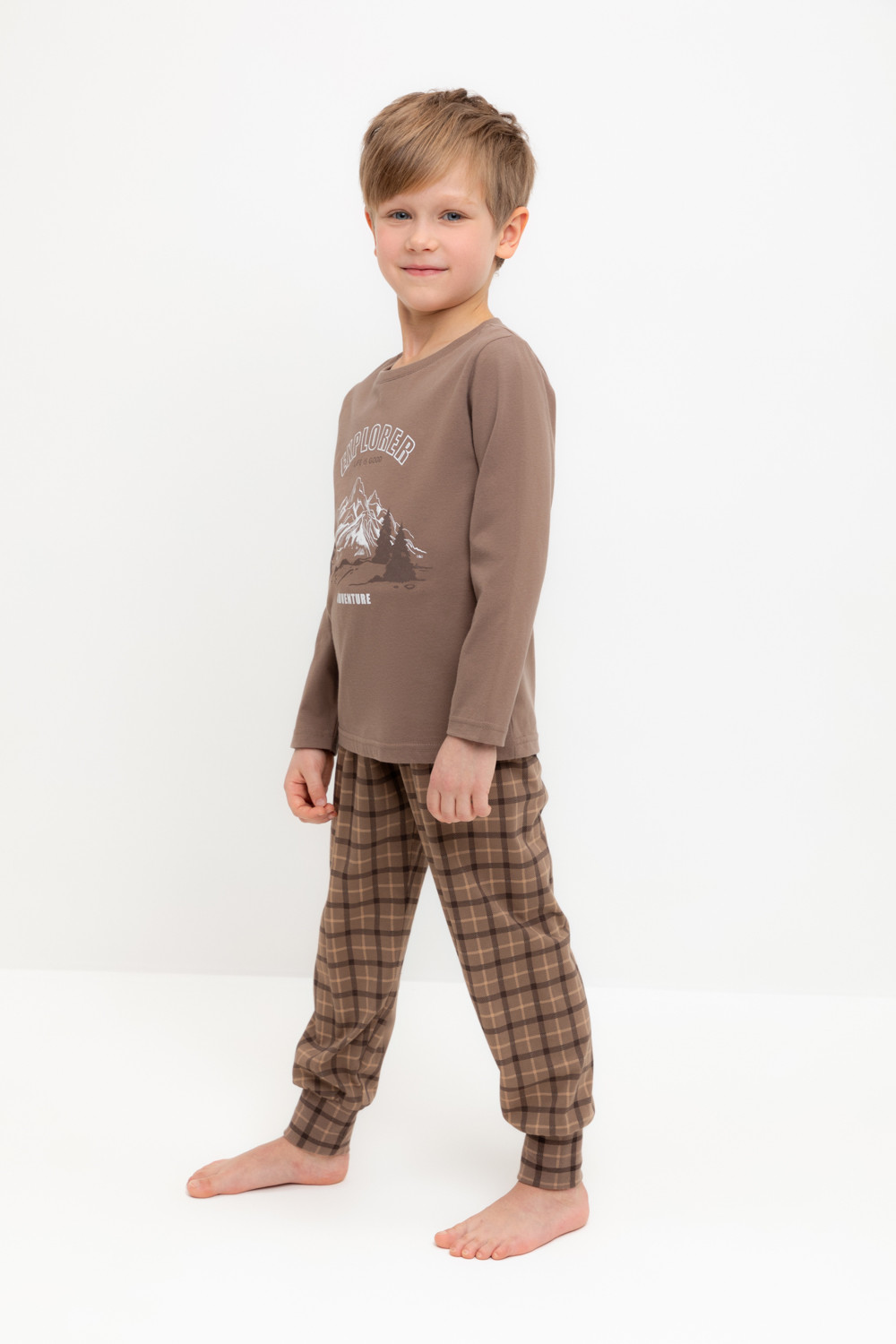 Crockid Пижама К 1606 сосновая кора, праздничная клетка Crockid