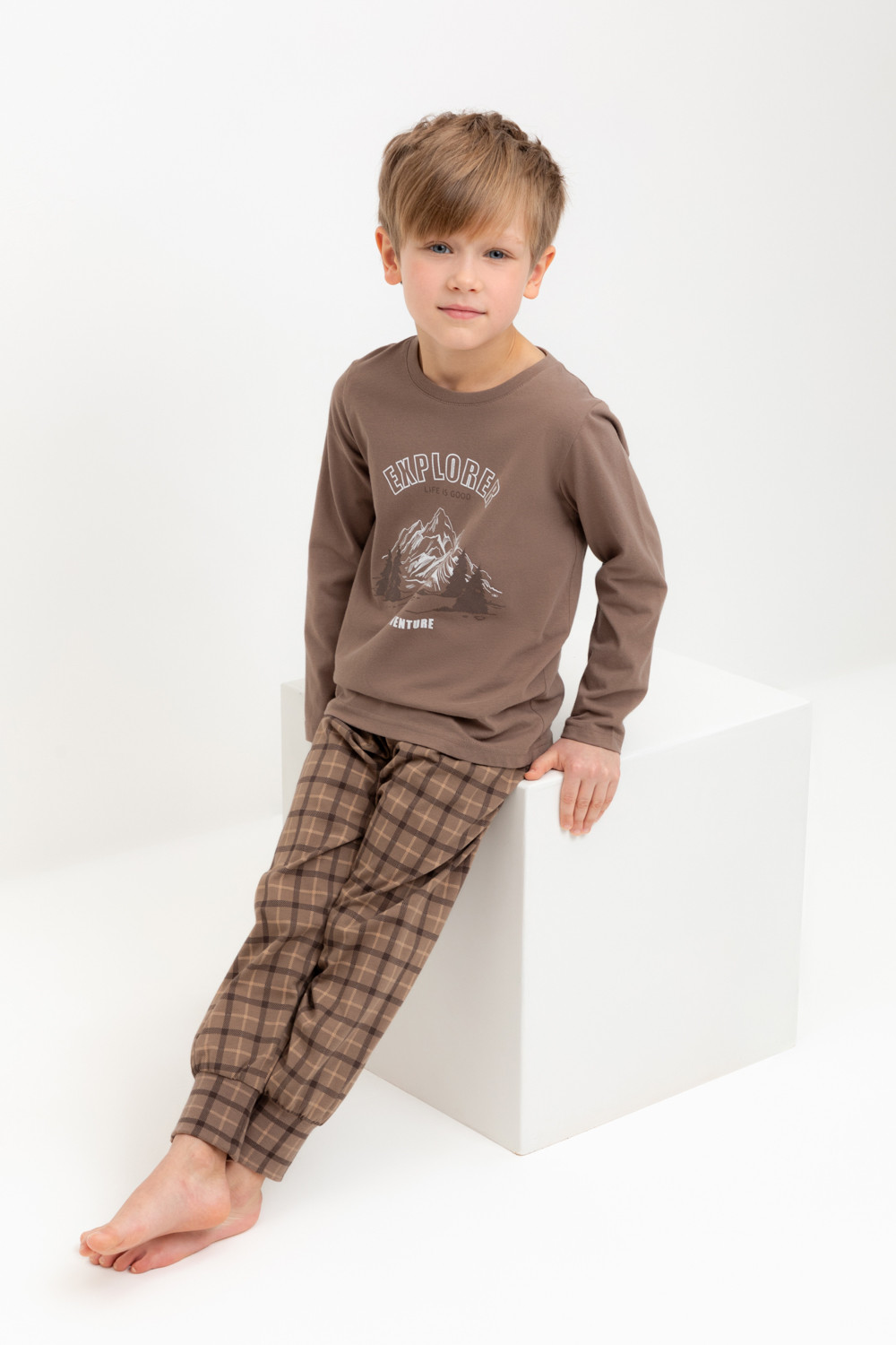 Crockid Пижама К 1606 сосновая кора, праздничная клетка Crockid