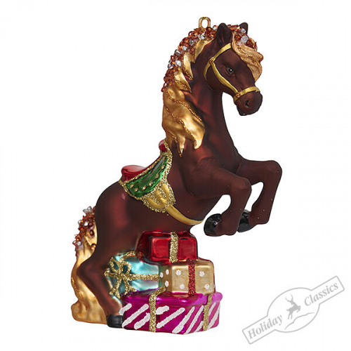 1_шт в наличии_Лошадка Черри с подарками (стекло) 10х2х14 см