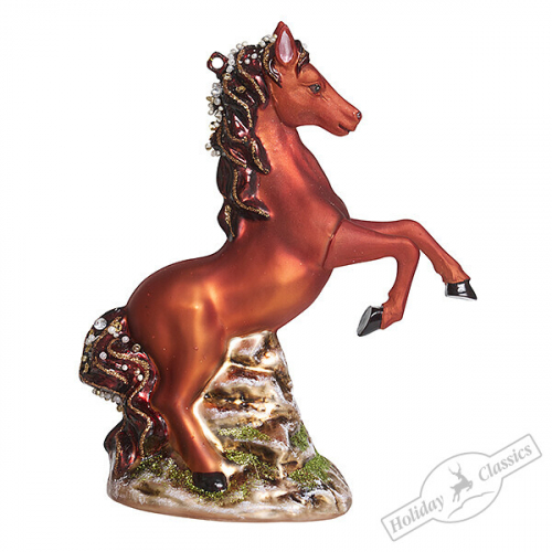 4_шт в наличии_Лошадь Скалистых гор вороная (стекло) 14х5х15 см