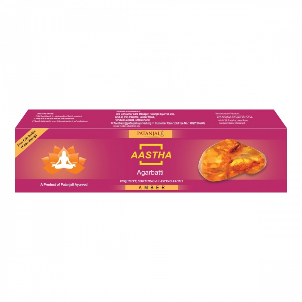 PATANJALI Aastha Agarbatti Amber Благовоние Амбра 125г