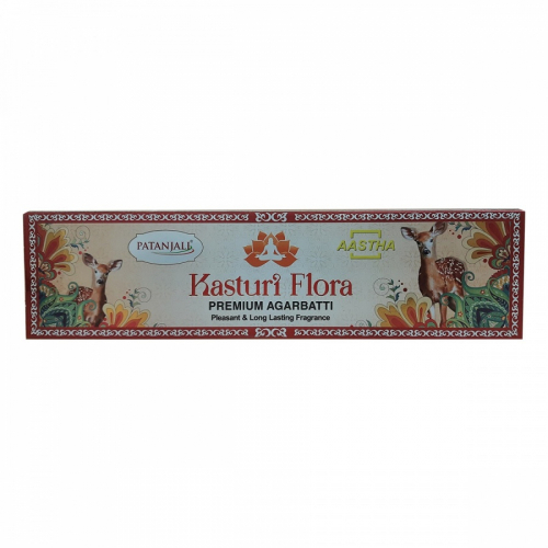 PATANJALI Aastha Premium Agarbatti Kasturi Flora  Благовоние Цветочный мускус (масальные) 20шт