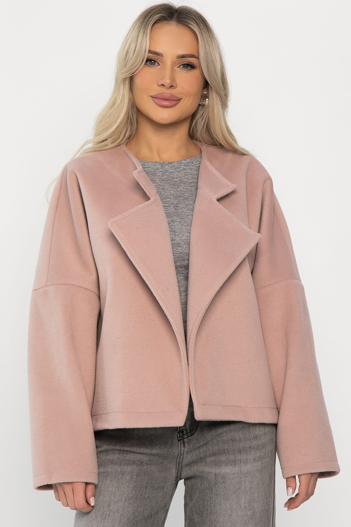 Пальто укороченное Хайт (пудра) Б14315-7М