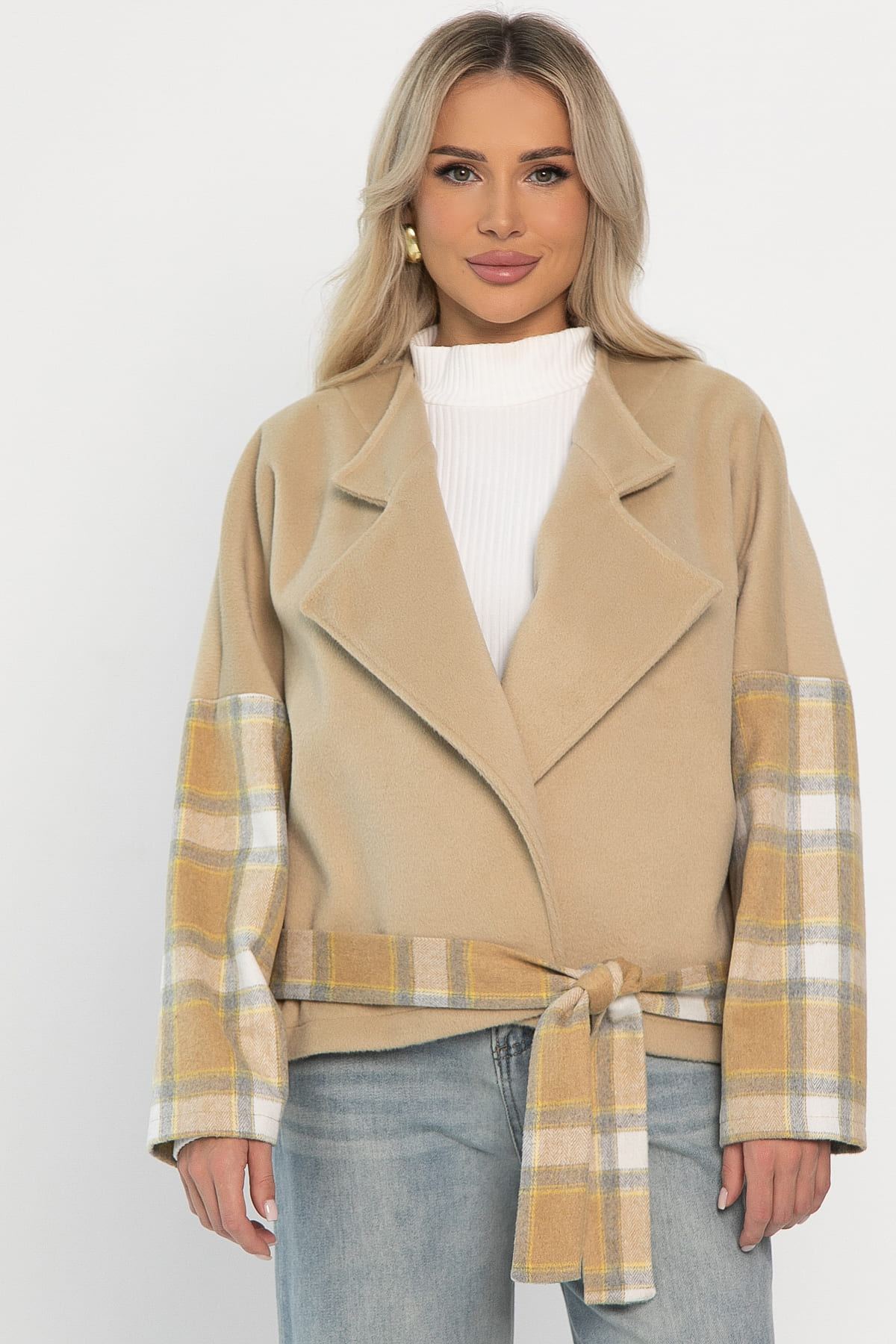 Пальто укороченное Хайт (бежевое) Б14314-7М