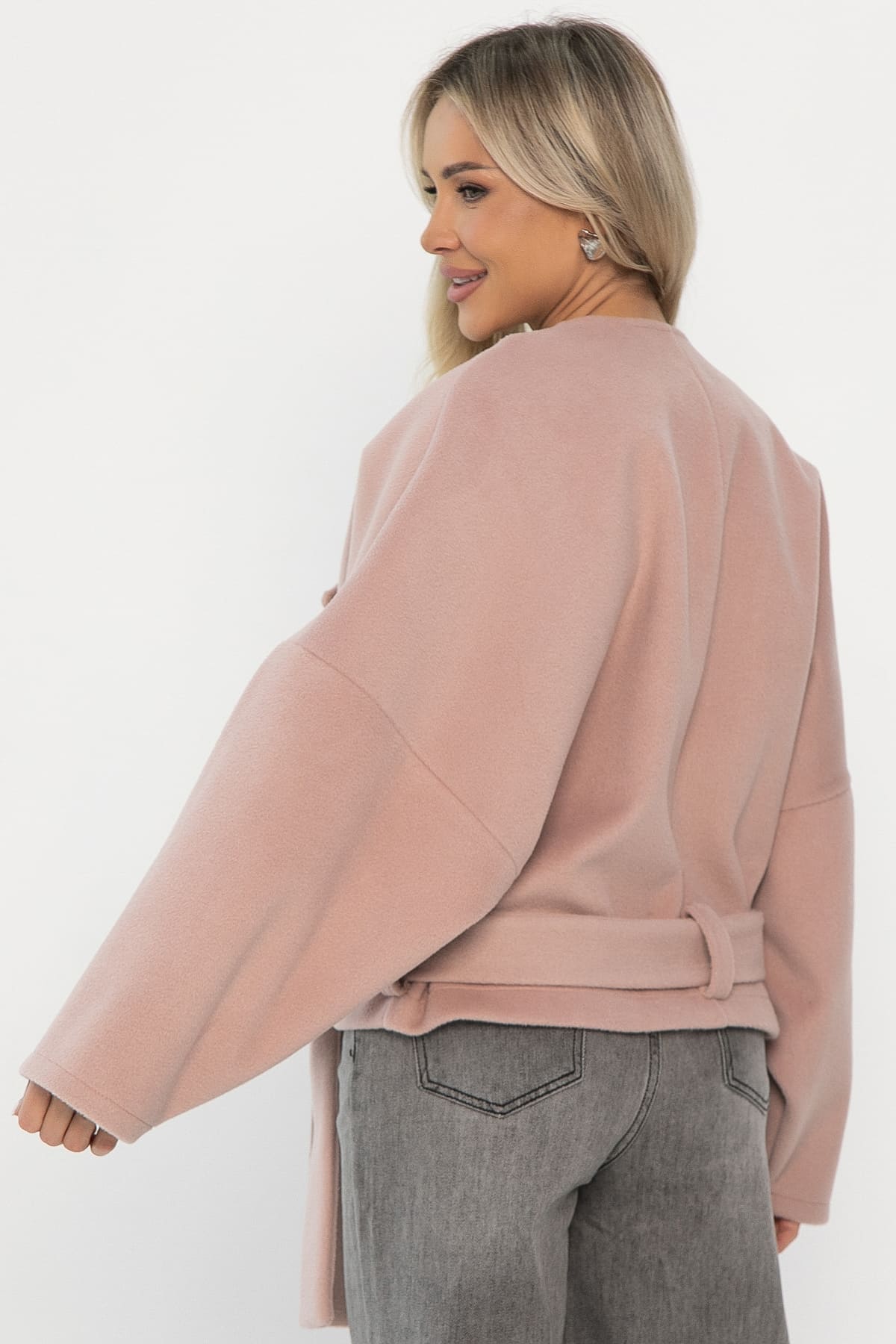 Пальто укороченное Хайт (пудра) Б14315-7М