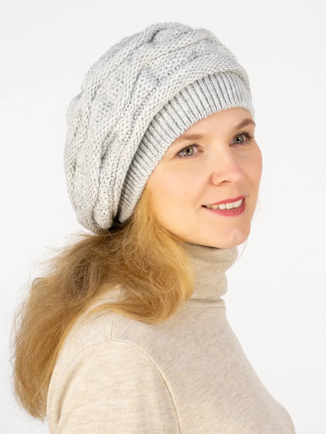 Берет женский весна-осень Рада (Цвет светло-серый), размер 56-58, шерсть 30%