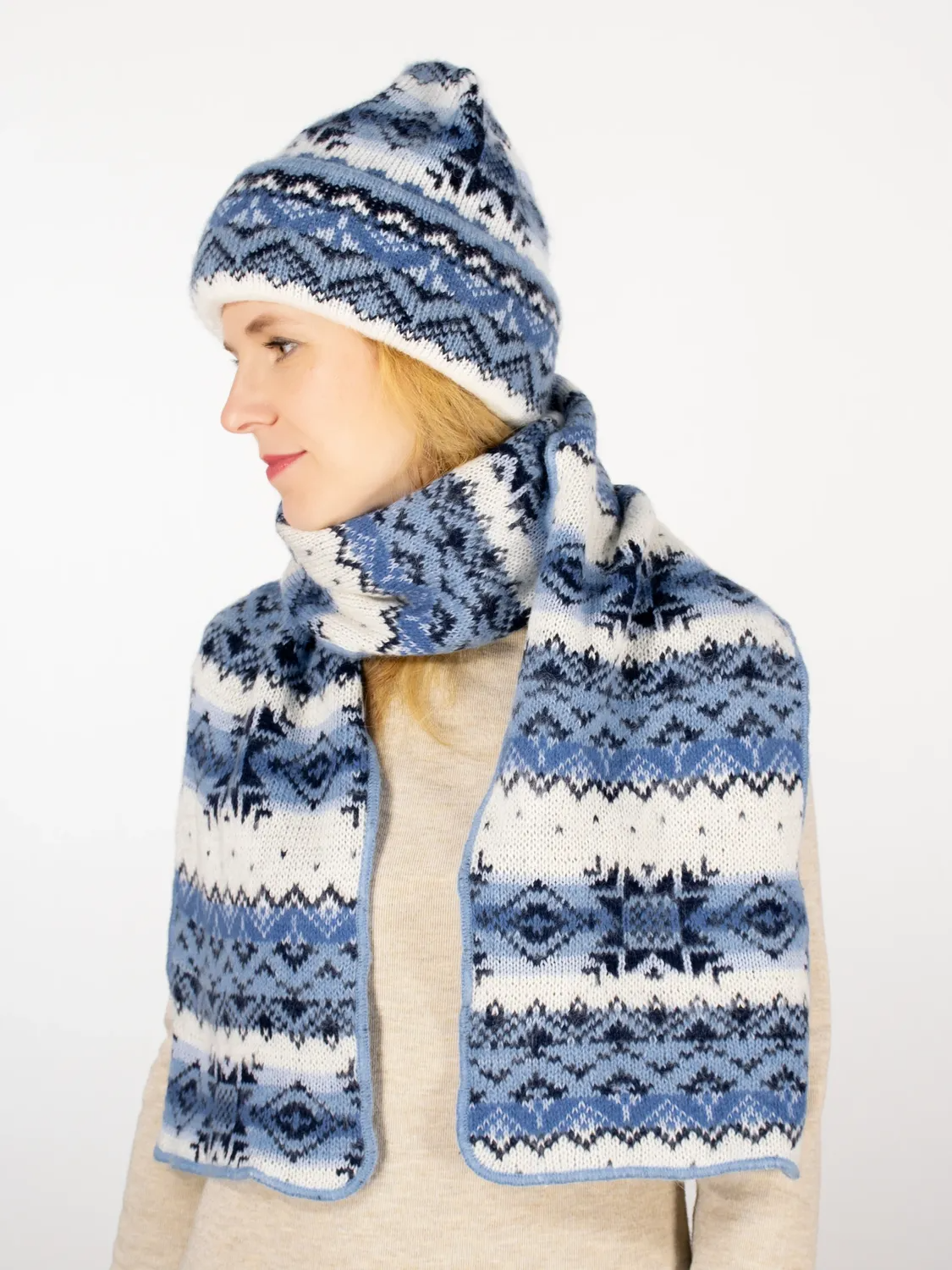 Комплект зимний женский шапка+шарф Арктика (Цвет голубой), размер 56-58, шерсть 50%, мохер 30%