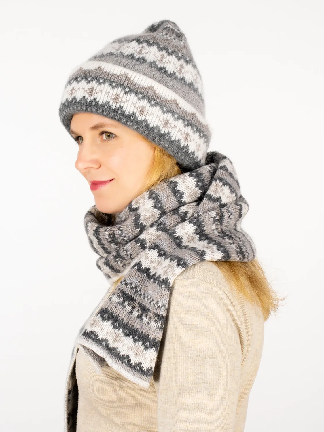 Комплект зимний женский шапка+шарф Арктика (Цвет серый), размер 56-58, шерсть 50%, мохер 30%