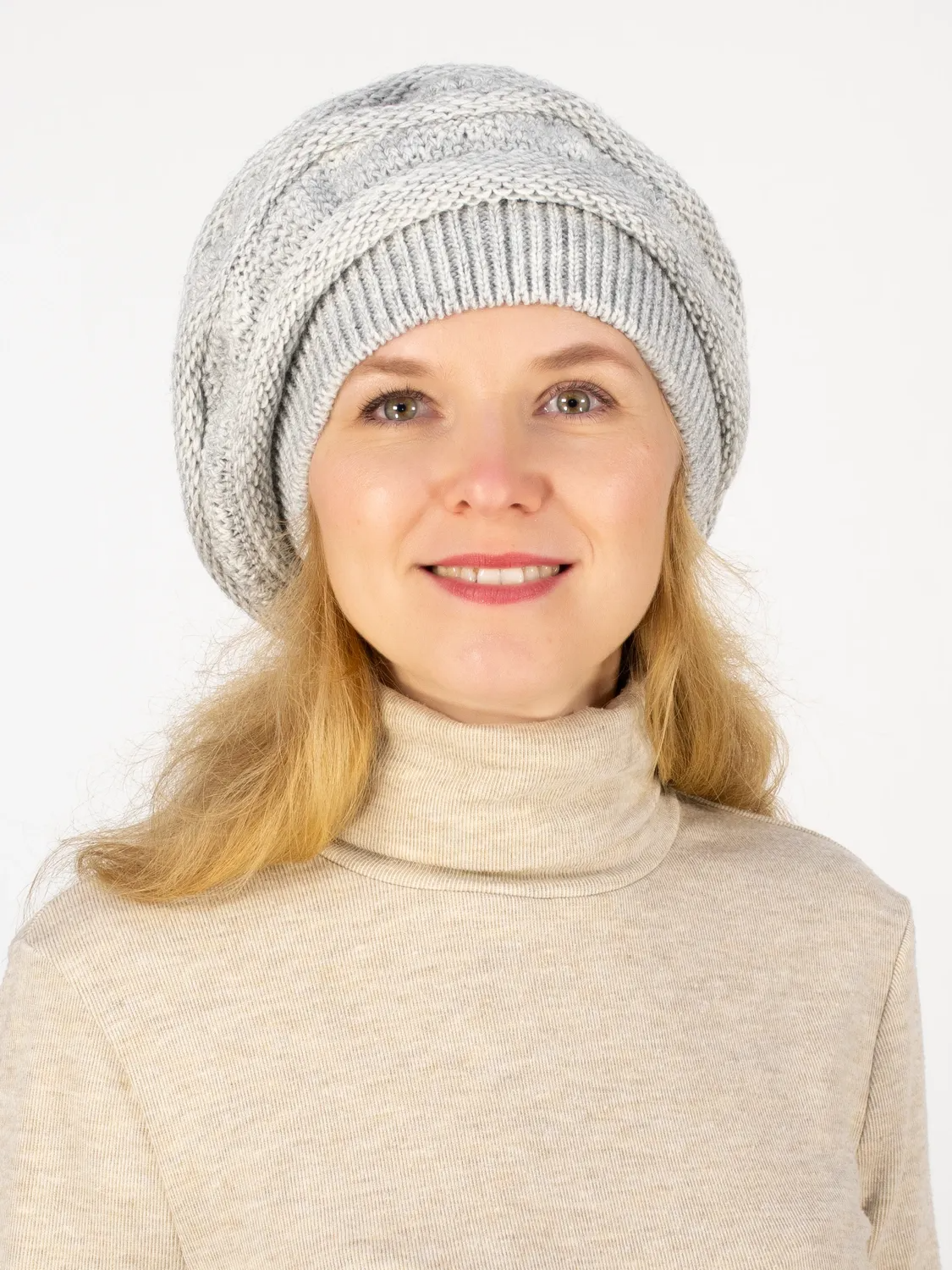 Берет женский весна-осень Рада (Цвет светло-серый), размер 56-58, шерсть 30%