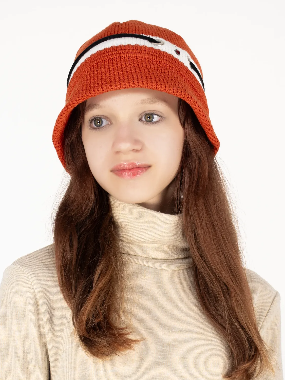 Шляпа женская весна-осень Мальвина (Цвет оранжевый), размер 52-54, шерсть 30%