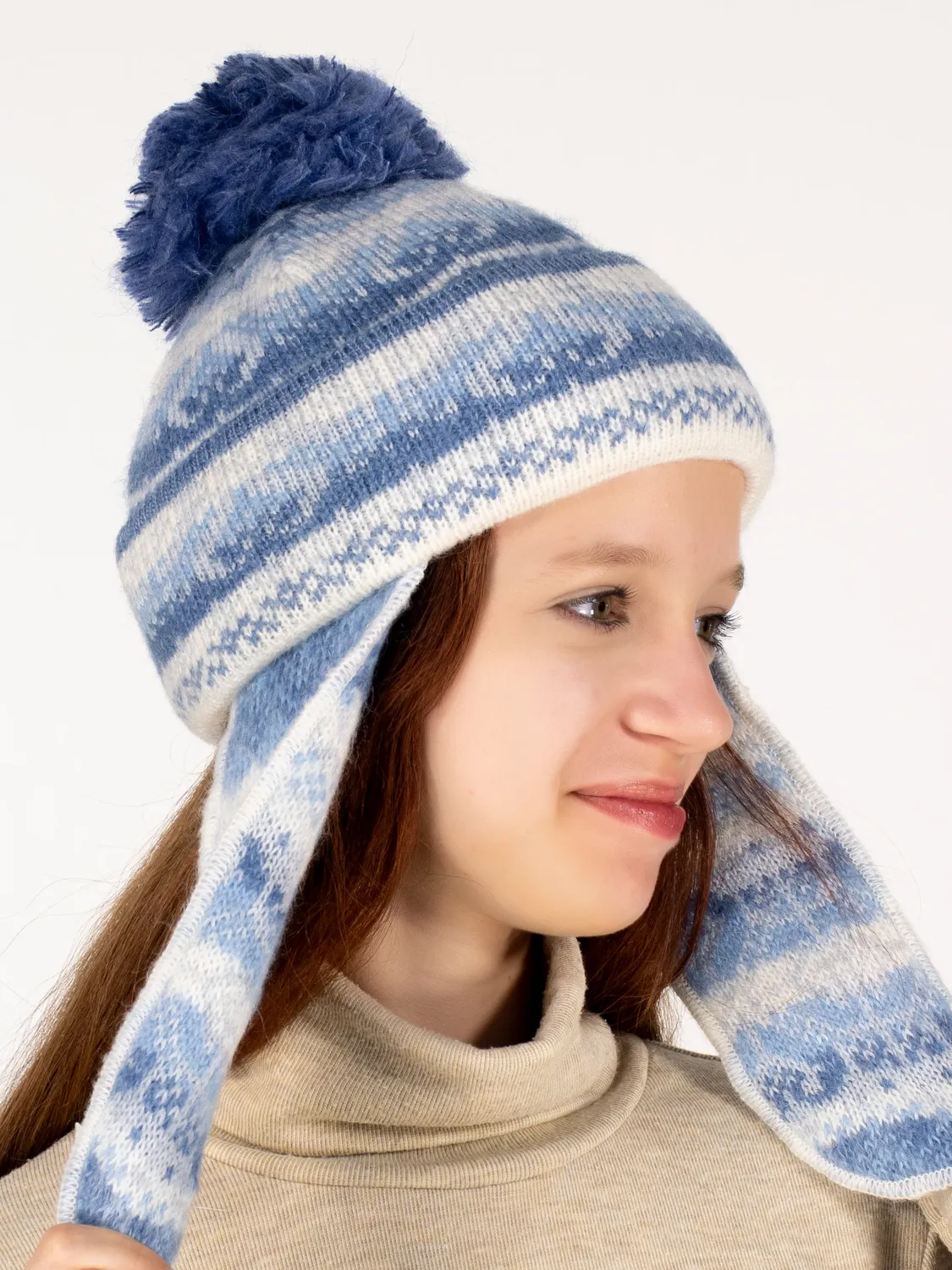 Шапка зимняя для девочки Ламия (Цвет светло-синий), размер 52-54, шерсть 70%