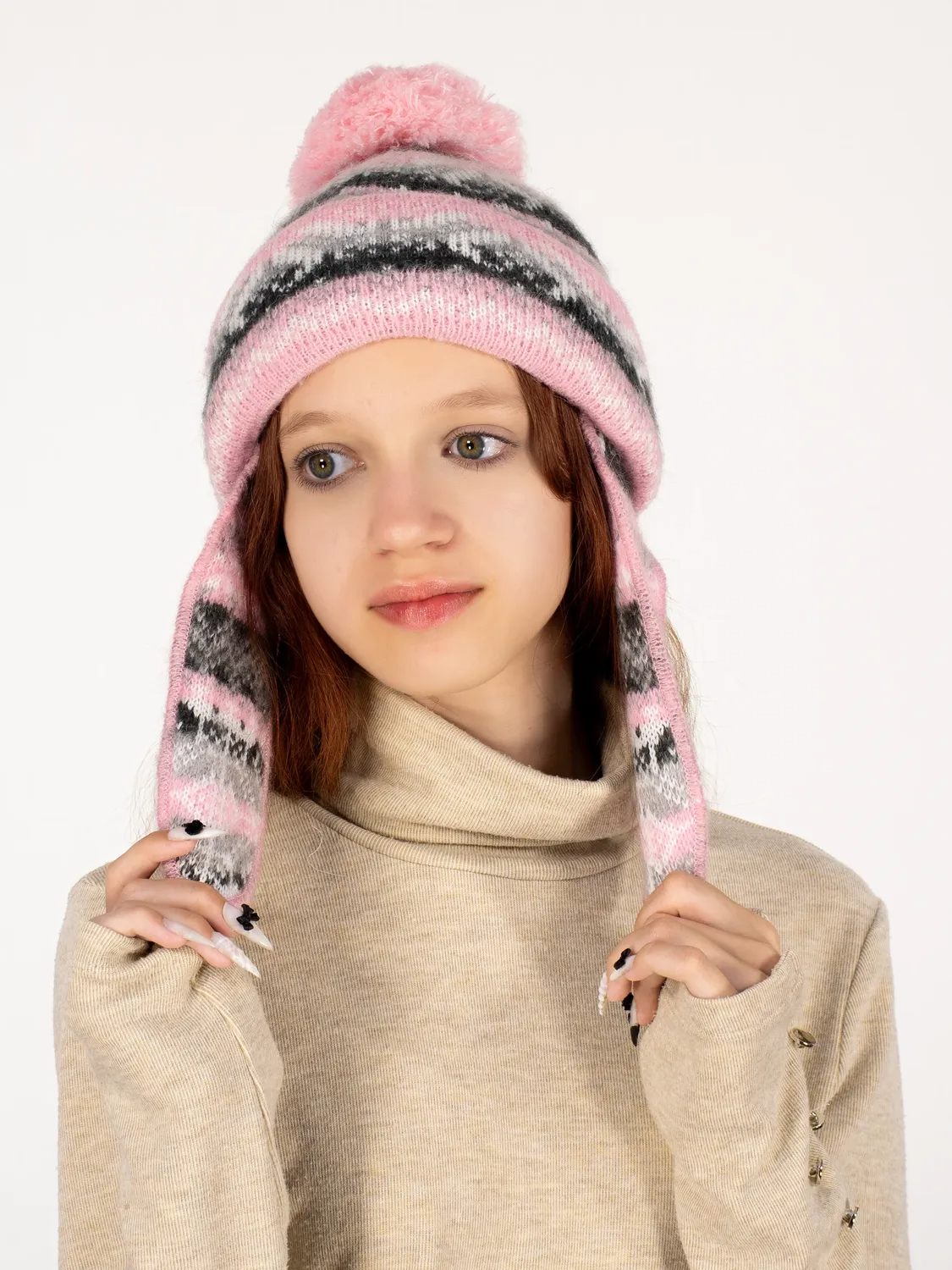 Шапка зимняя для девочки Ламия (Цвет розовый), размер 52-54, шерсть 70%