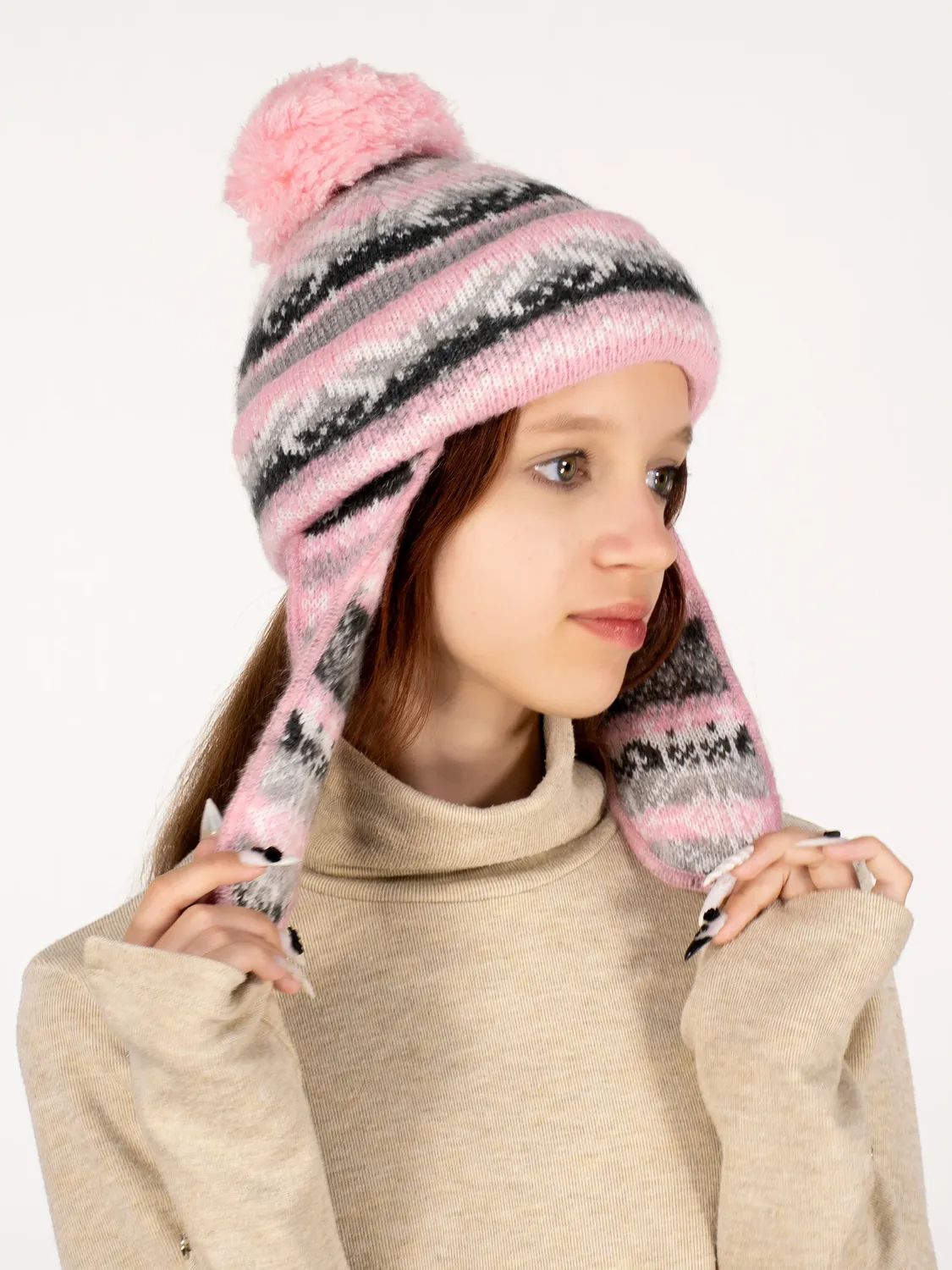 Шапка зимняя для девочки Ламия (Цвет розовый), размер 52-54, шерсть 70%
