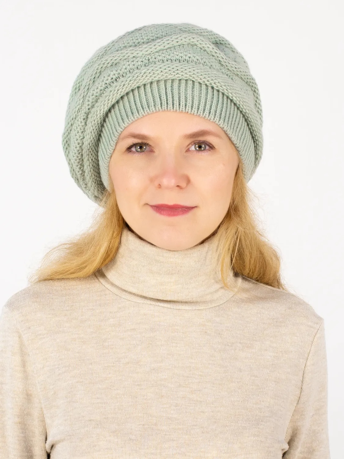 Берет женский весна-осень Рада (Цвет светлая полынь), размер 56-58, шерсть 30%