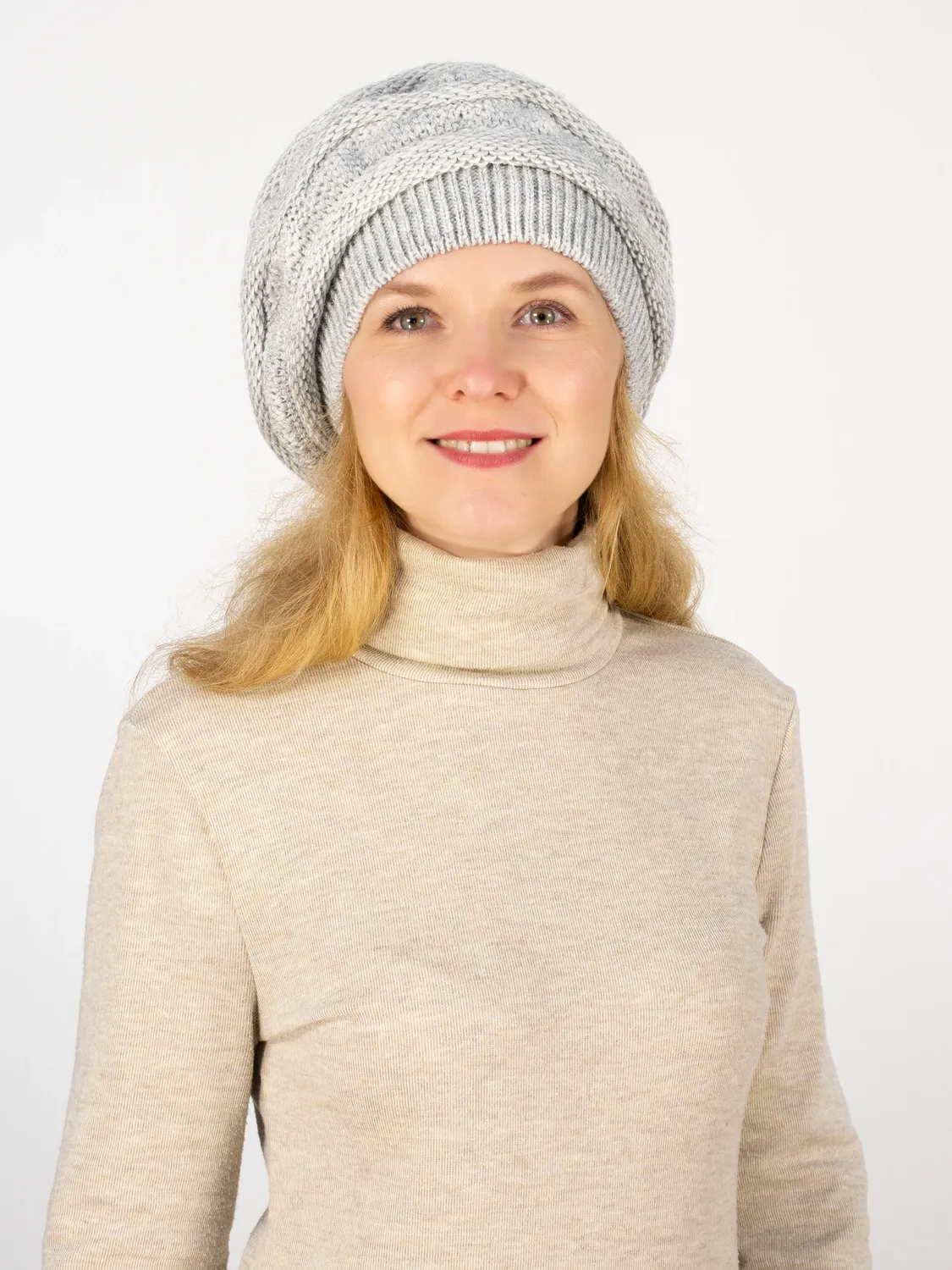 Берет женский весна-осень Рада (Цвет светло-серый), размер 56-58, шерсть 30%