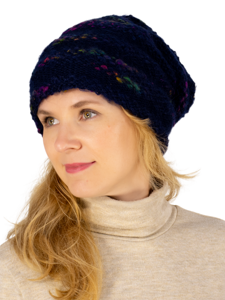 Шапка зимняя женская Сания (Цвет темно-фиолетовый), размер 56-58, шерсть 50%, мохер 30%