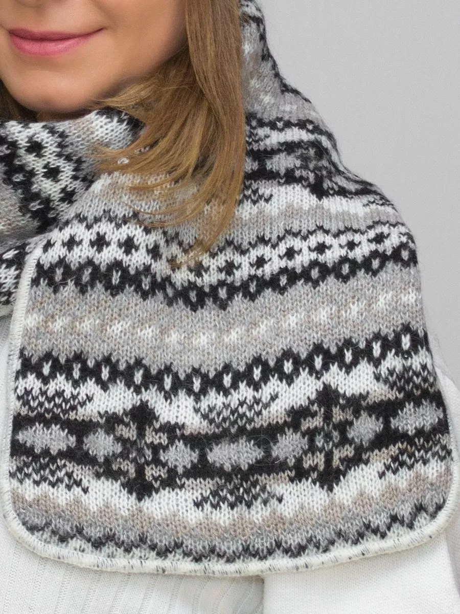 Комплект зимний женский шапка+шарф Анабель (Цвет черный), размер 54-56, шерсть 50%, мохер 30%