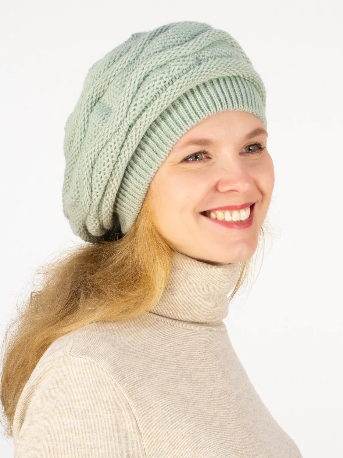 Берет женский весна-осень Рада (Цвет светлая полынь), размер 56-58, шерсть 30%