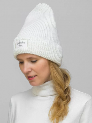 Шапка зимняя женская L-Collection (Цвет молочный), размер 56-58, шерсть 30%