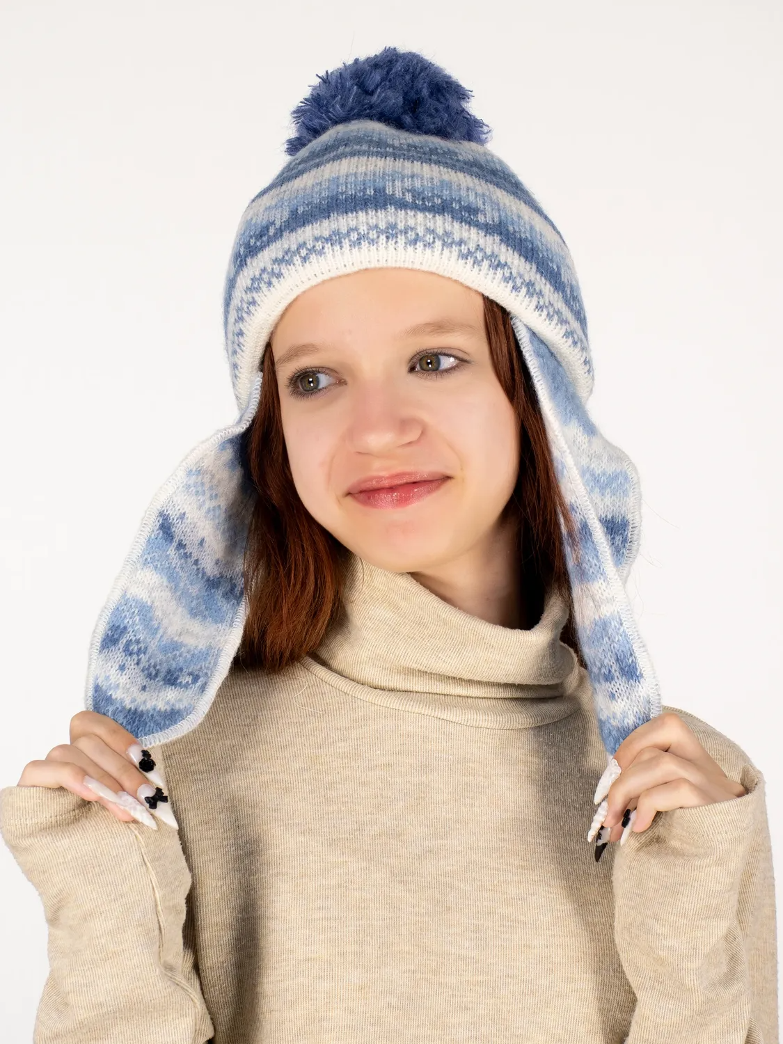 Шапка зимняя для девочки Ламия (Цвет светло-синий), размер 52-54, шерсть 70%