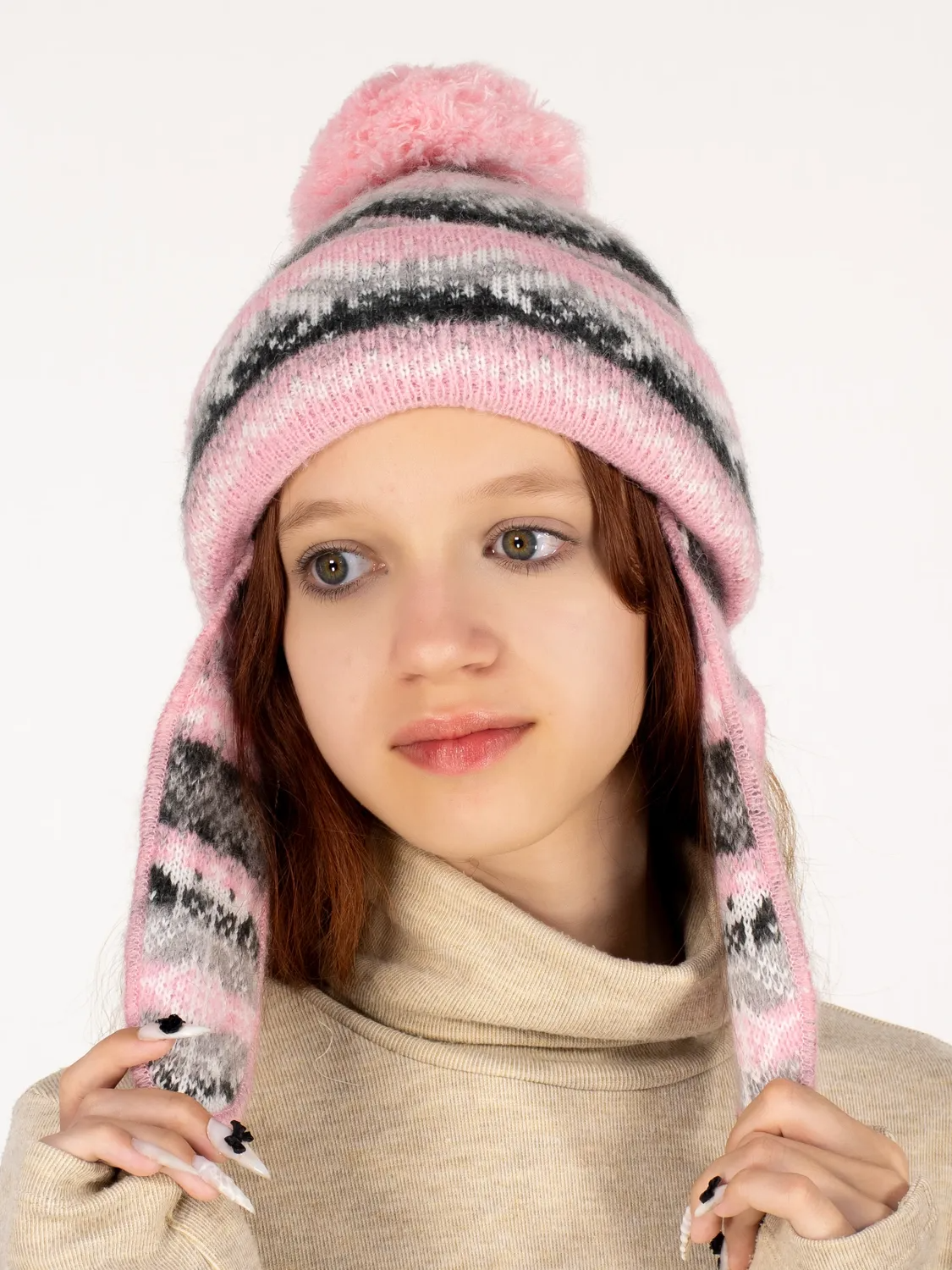 Шапка зимняя для девочки Ламия (Цвет розовый), размер 52-54, шерсть 70%