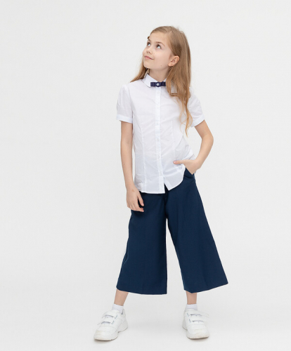 Брюки прямого кроя из хлопка с базовым дизайном синие Button Blue