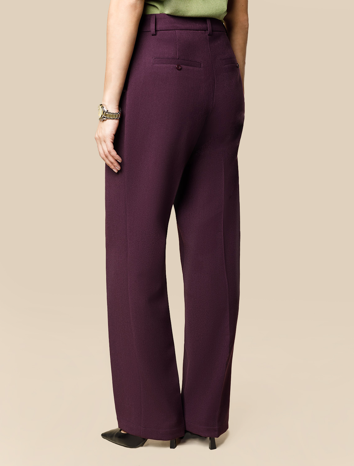 Прямые брюки из супер-плотной эластичной поливискозы D24.287 бургунди